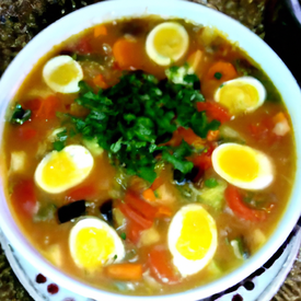 Sopa de Legumes com ovo