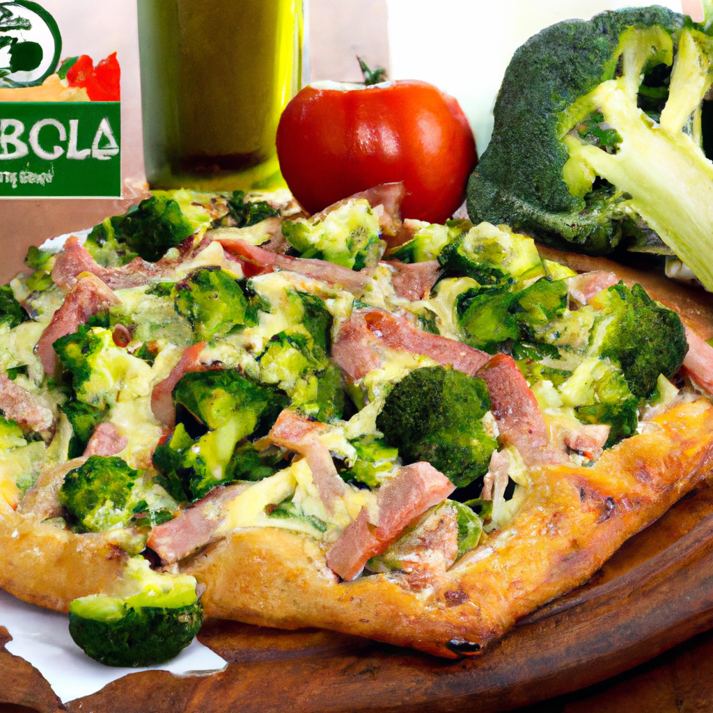 foto da receita Pizza de brócolis com bacon e mussarela