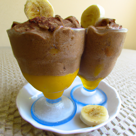 Vitamina de banana,sorvete de chocolate e leite de soja