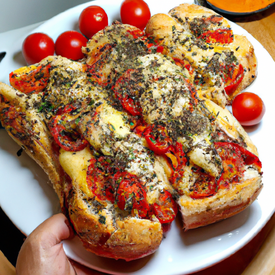 Pão italiano com tomates pelados