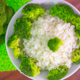 arroz branco com brócolis