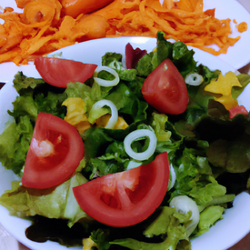 Salada de Alface, cenoura, tomate e cebola sem azeite