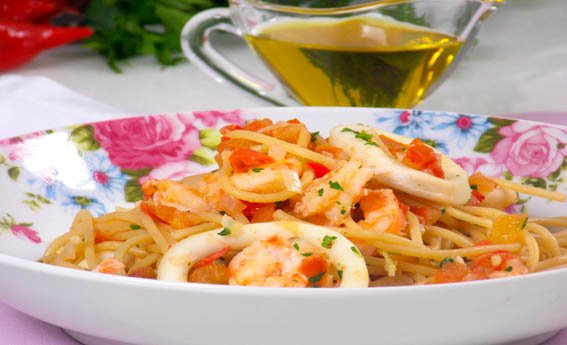 foto da receita Espaguete com frutos do mar