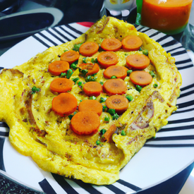 Omelete de Peito de Peru, Cenoura e Abobrinha