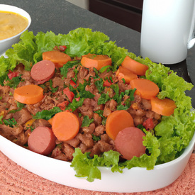 Salada de lentilhas c/ salsicha
