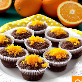 Mini cupcakes de laranja com brigadeiro