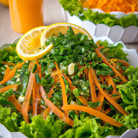 Salada de folhas, cenoura e palmito