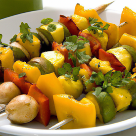 espetinho vegetais com curry