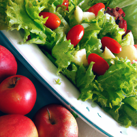 Salada verde com tomate e maça