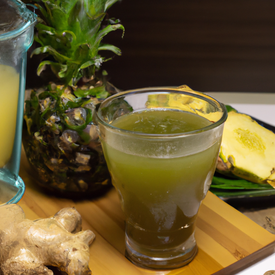 suco verde com abacaxi e gengibre