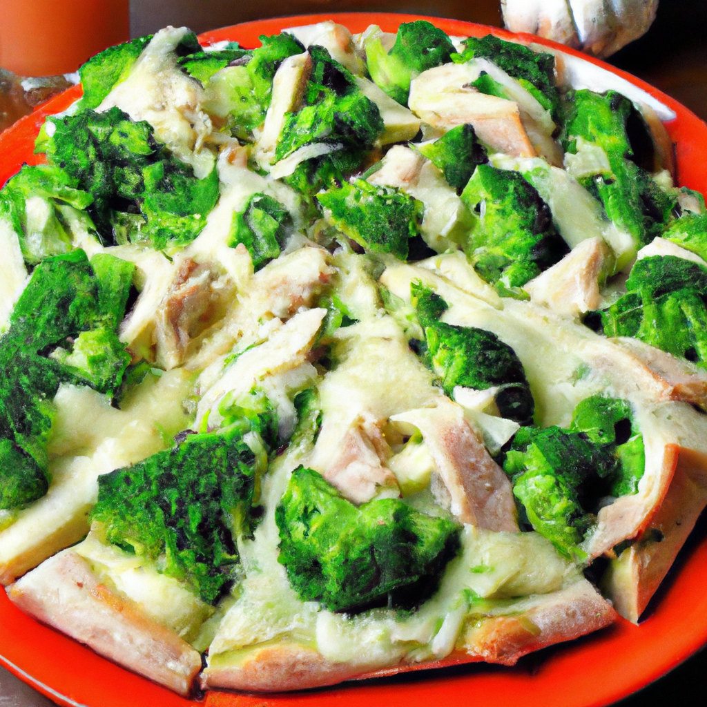 foto da receita Pizza de brócolis com frango